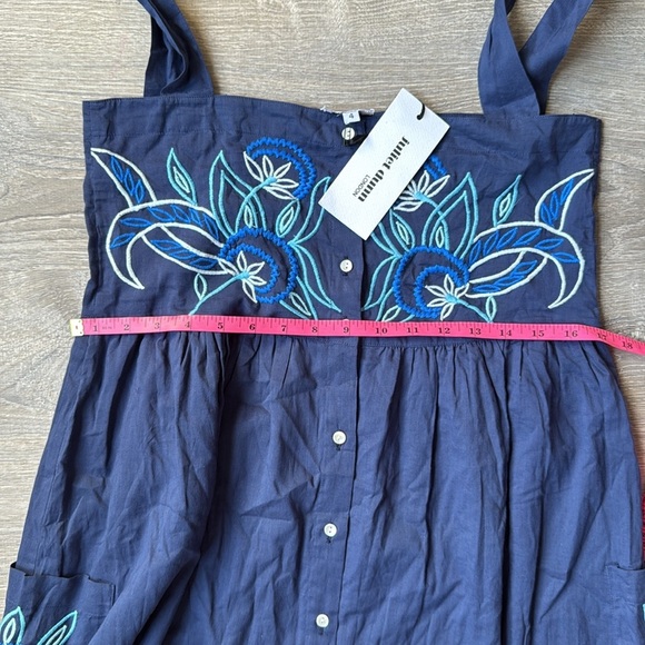 NEW Juliet Dunn Tie Shoulder Dress in INDIGO/BLUE MULTI 10 - Picture 10 of 13